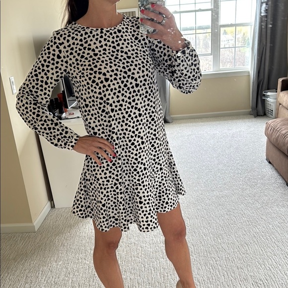 LOFT Dresses & Skirts - Stylish Black and White heart Dot Dress